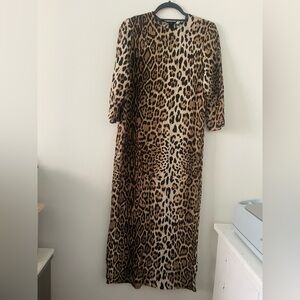 Zara Brown and Black Sheath Dress with 3/4 Sleeves